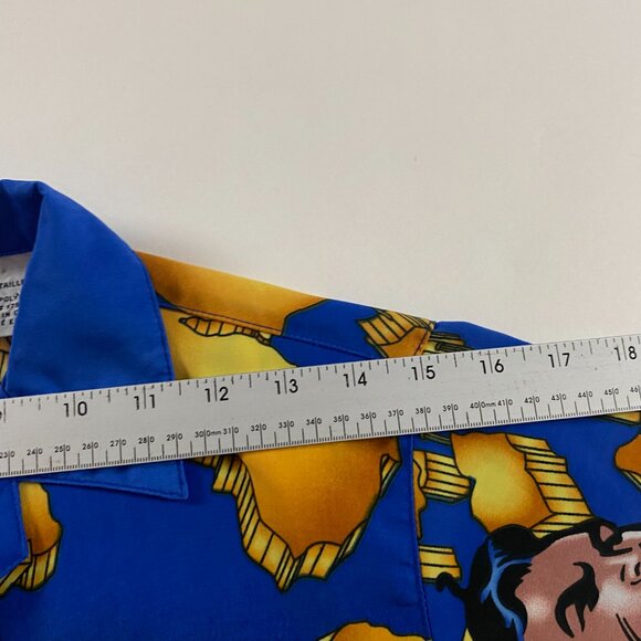 Vintage Superman Shirt Kids Boys Medium 10-12 Button Front Up DC Comics Warner - Picture 9 of 9